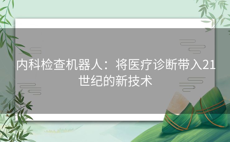 内科检查机器人：将医疗诊断带入21世纪的新技术