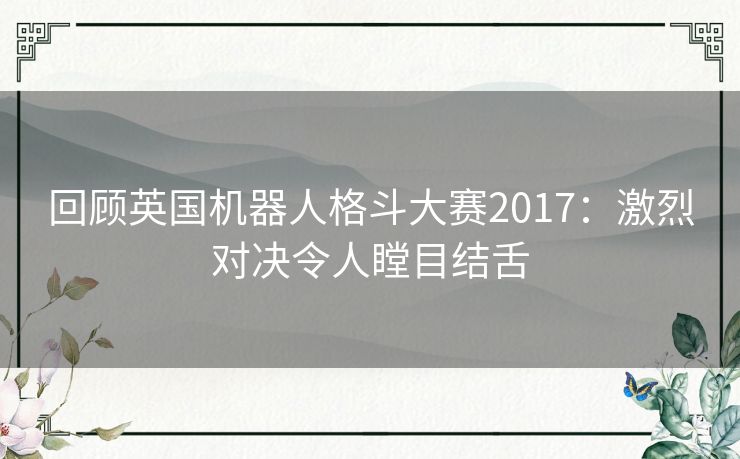 回顾英国机器人格斗大赛2017：激烈对决令人瞠目结舌