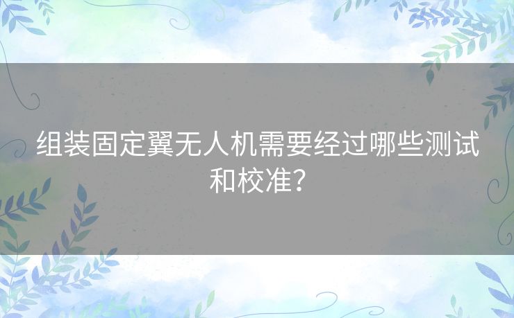 组装固定翼无人机需要经过哪些测试和校准？