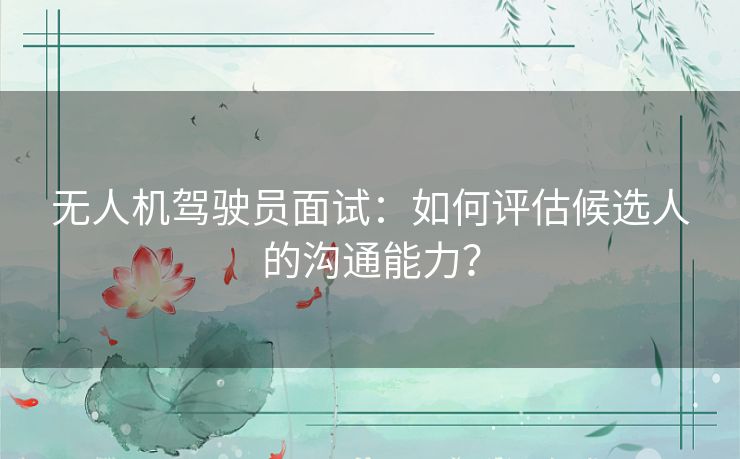 无人机驾驶员面试：如何评估候选人的沟通能力？