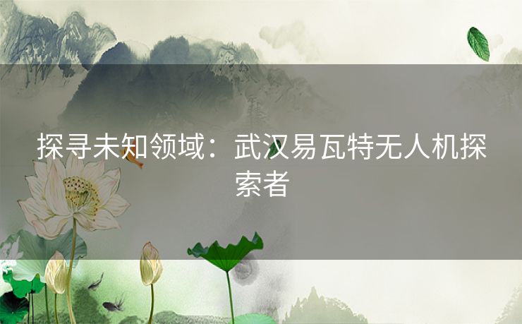 探寻未知领域：武汉易瓦特无人机探索者