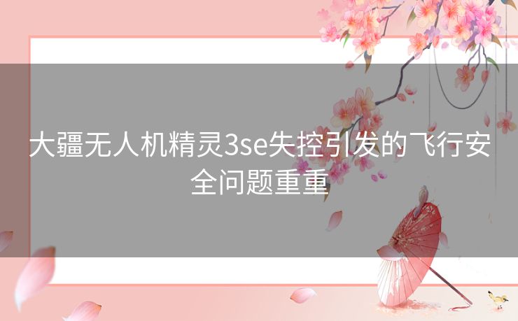 大疆无人机精灵3se失控引发的飞行安全问题重重