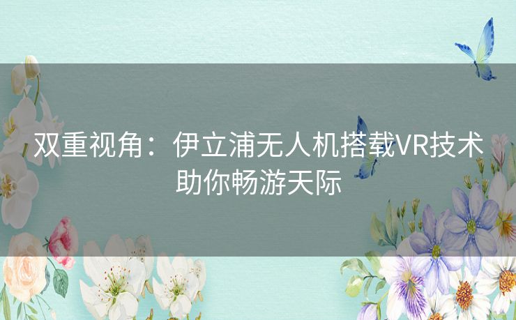 双重视角：伊立浦无人机搭载VR技术助你畅游天际