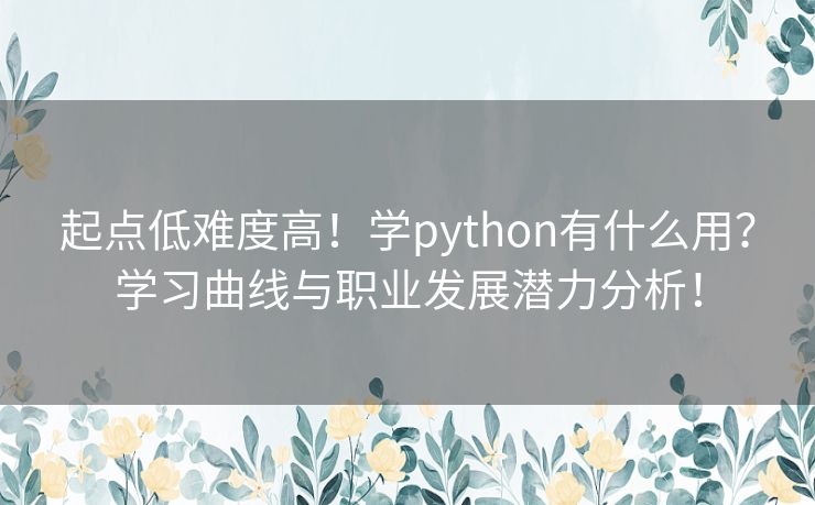 起点低难度高！学python有什么用？学习曲线与职业发展潜力分析！