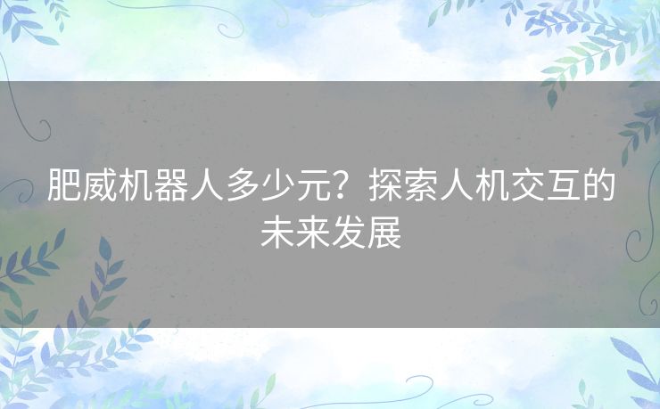 肥威机器人多少元？探索人机交互的未来发展
