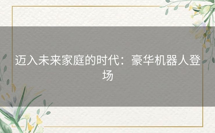 迈入未来家庭的时代：豪华机器人登场
