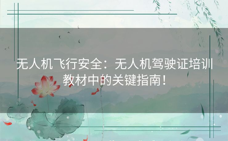无人机飞行安全：无人机驾驶证培训教材中的关键指南！