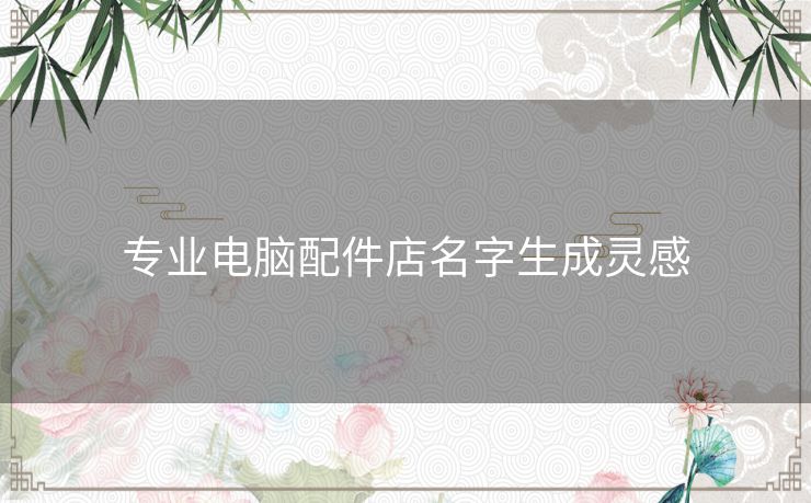 专业电脑配件店名字生成灵感