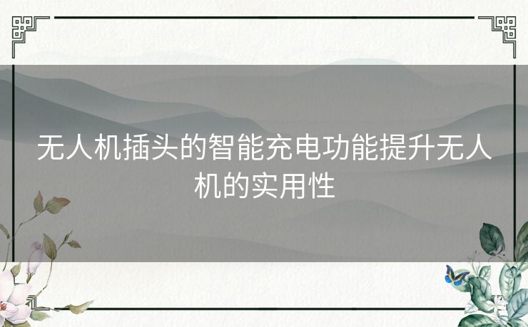无人机插头的智能充电功能提升无人机的实用性