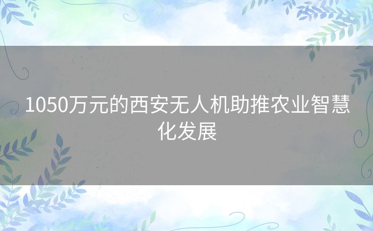 1050万元的西安无人机助推农业智慧化发展