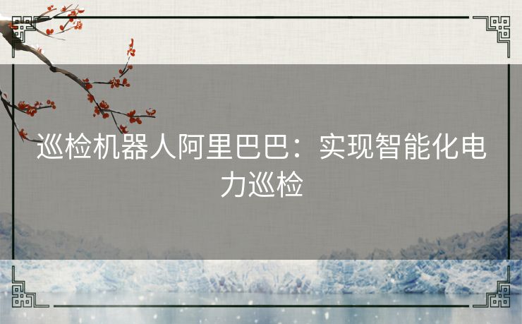 巡检机器人阿里巴巴：实现智能化电力巡检