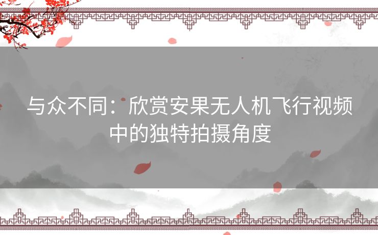 与众不同：欣赏安果无人机飞行视频中的独特拍摄角度