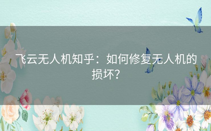 飞云无人机知乎：如何修复无人机的损坏？