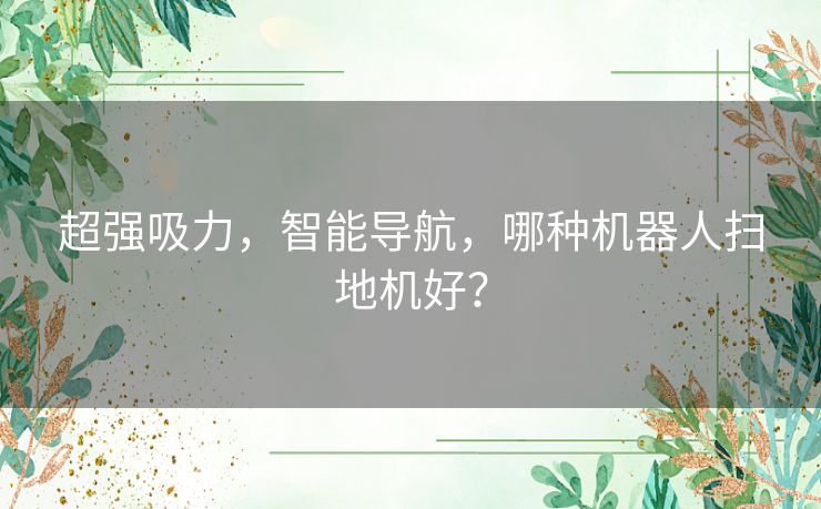 超强吸力，智能导航，哪种机器人扫地机好？