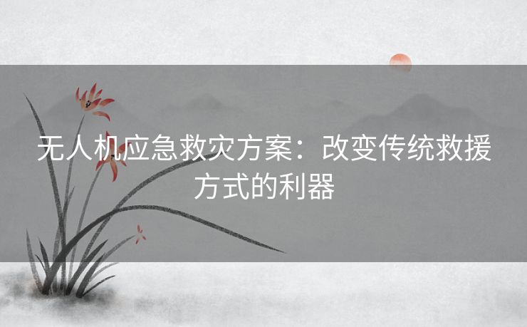 无人机应急救灾方案：改变传统救援方式的利器