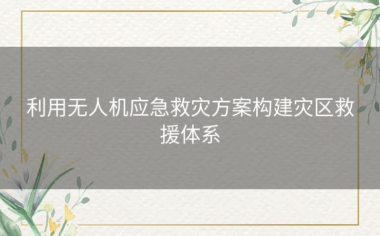 利用无人机应急救灾方案构建灾区救援体系