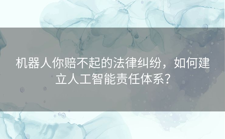 机器人你赔不起的法律纠纷，如何建立人工智能责任体系？
