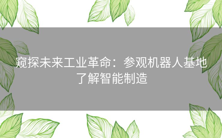 窥探未来工业革命：参观机器人基地了解智能制造