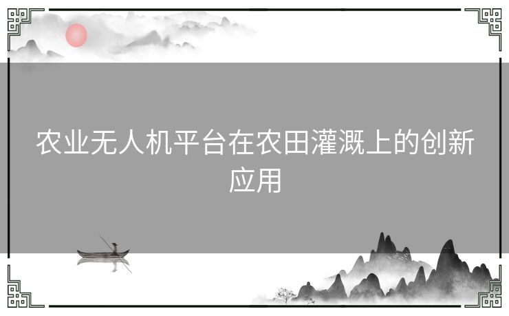 农业无人机平台在农田灌溉上的创新应用