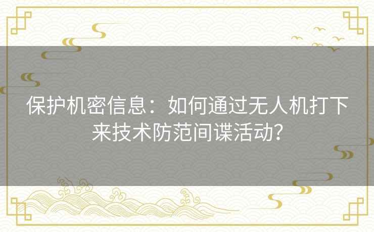 保护机密信息：如何通过无人机打下来技术防范间谍活动？