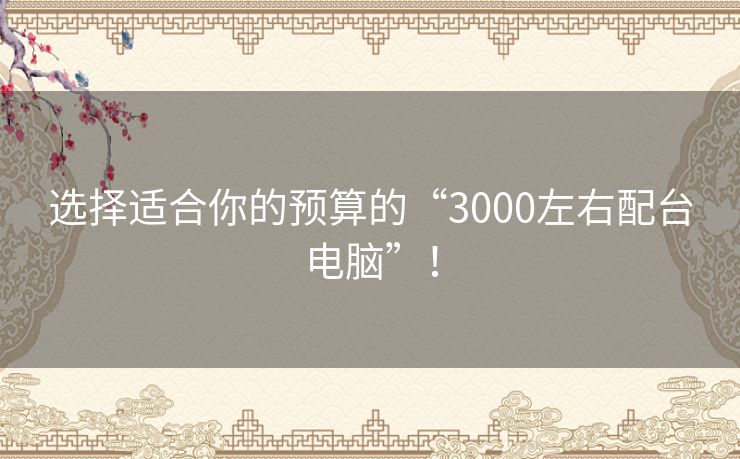 选择适合你的预算的“3000左右配台电脑”！
