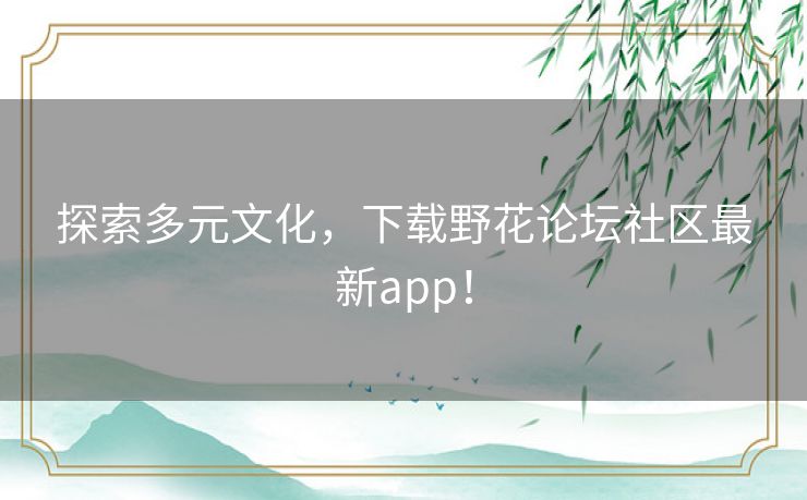探索多元文化，下载野花论坛社区最新app！