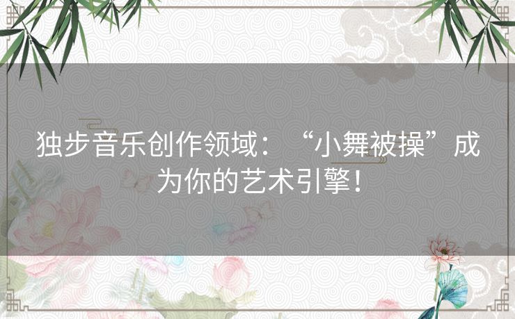 独步音乐创作领域：“小舞被操”成为你的艺术引擎！