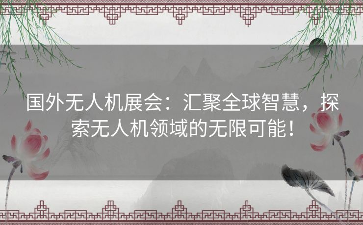 国外无人机展会：汇聚全球智慧，探索无人机领域的无限可能！