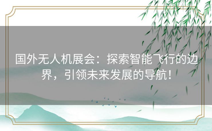 国外无人机展会：探索智能飞行的边界，引领未来发展的导航！