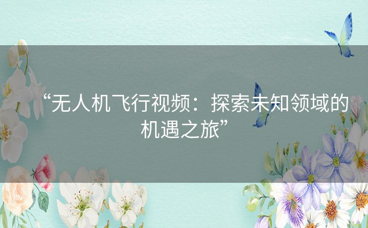 “无人机飞行视频：探索未知领域的机遇之旅”