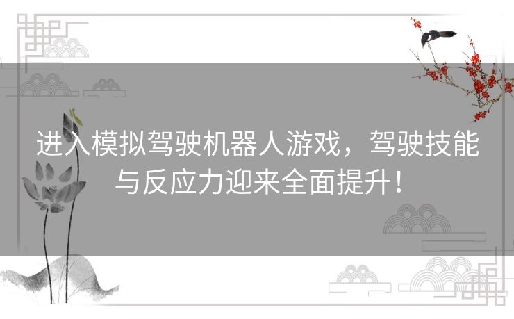 进入模拟驾驶机器人游戏，驾驶技能与反应力迎来全面提升！