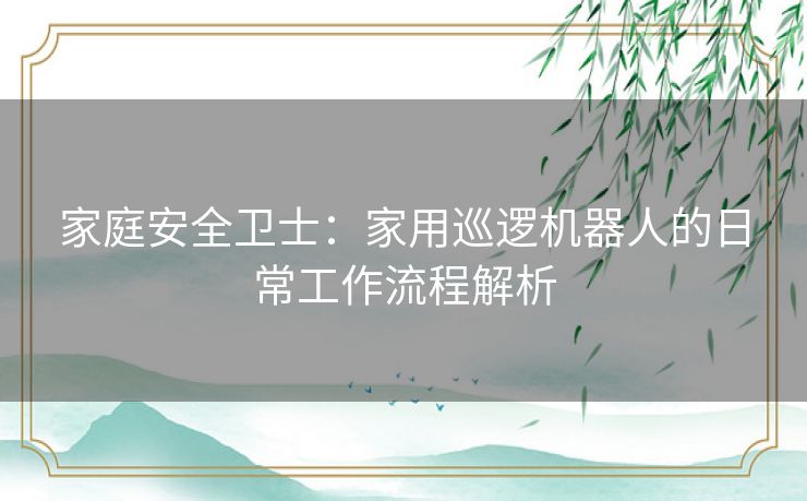 家庭安全卫士：家用巡逻机器人的日常工作流程解析