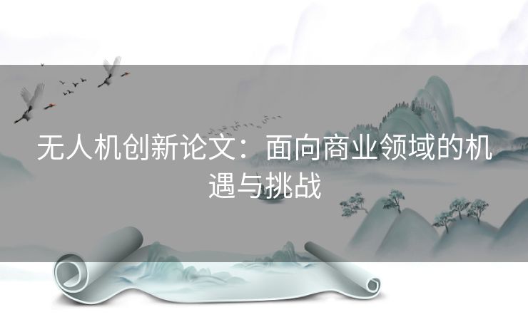 无人机创新论文：面向商业领域的机遇与挑战