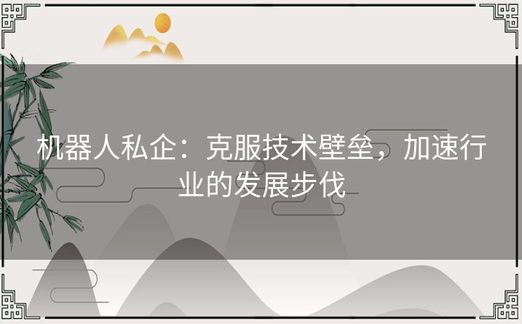 机器人私企：克服技术壁垒，加速行业的发展步伐