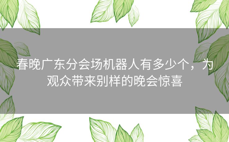 春晚广东分会场机器人有多少个，为观众带来别样的晚会惊喜