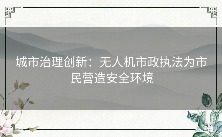 城市治理创新：无人机市政执法为市民营造安全环境