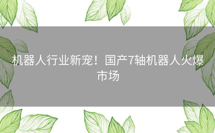 机器人行业新宠！国产7轴机器人火爆市场