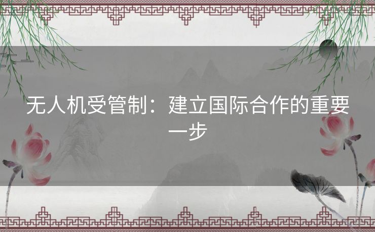 无人机受管制：建立国际合作的重要一步