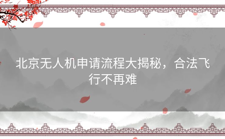 北京无人机申请流程大揭秘，合法飞行不再难