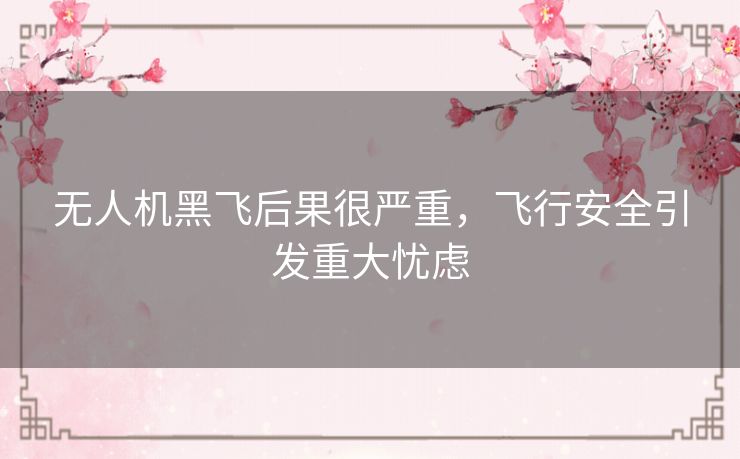 无人机黑飞后果很严重，飞行安全引发重大忧虑