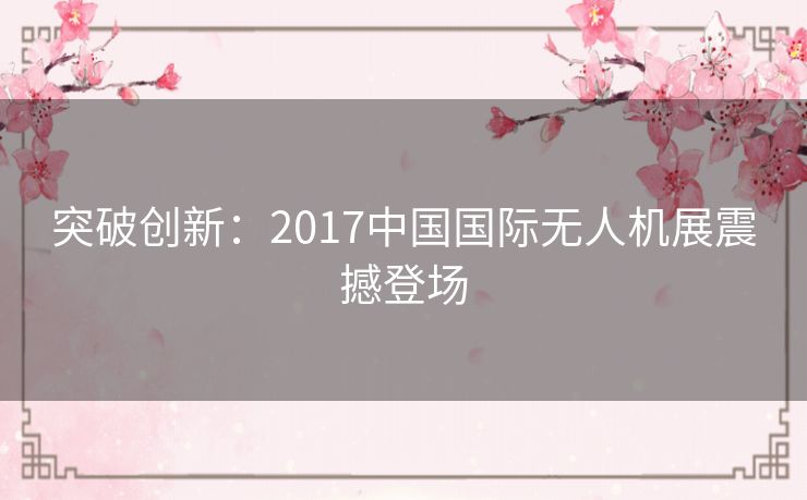 突破创新：2017中国国际无人机展震撼登场
