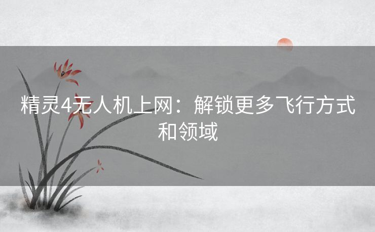 精灵4无人机上网：解锁更多飞行方式和领域