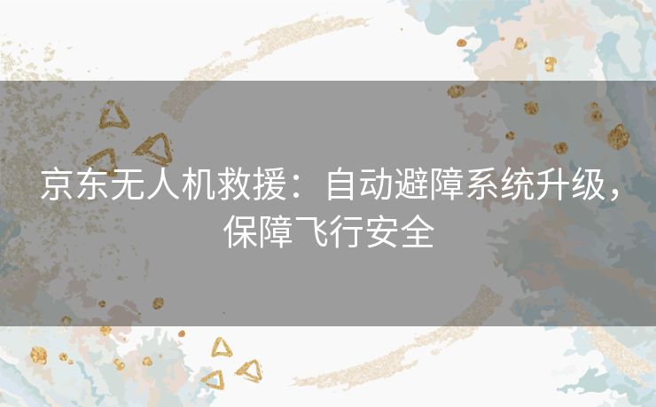 京东无人机救援：自动避障系统升级，保障飞行安全