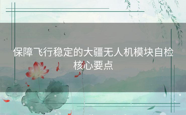 保障飞行稳定的大疆无人机模块自检核心要点