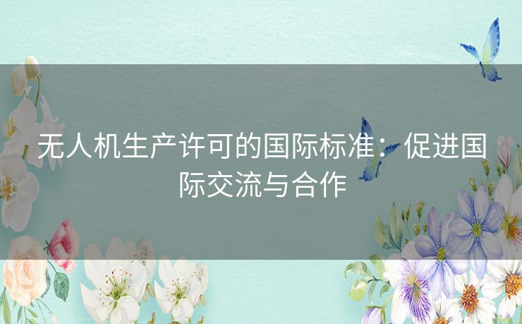 无人机生产许可的国际标准：促进国际交流与合作
