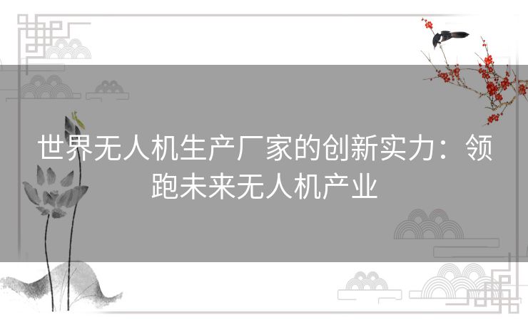 世界无人机生产厂家的创新实力：领跑未来无人机产业