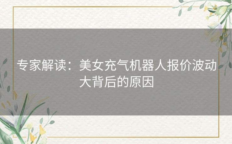 专家解读：美女充气机器人报价波动大背后的原因