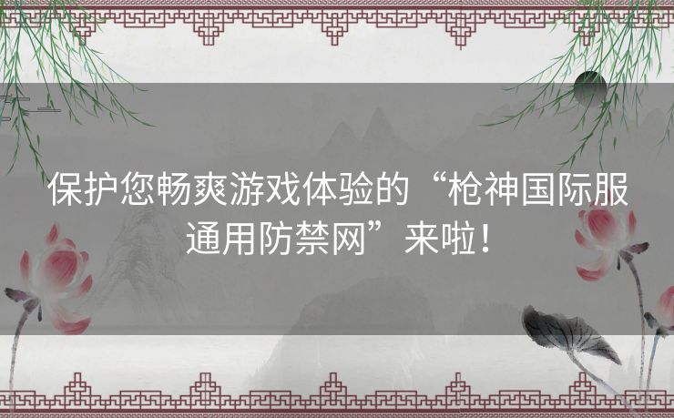 保护您畅爽游戏体验的“枪神国际服通用防禁网”来啦！