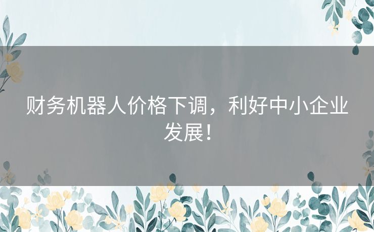 财务机器人价格下调，利好中小企业发展！