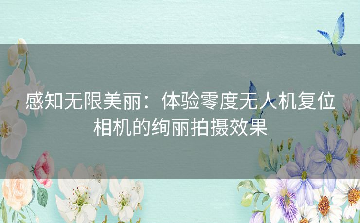 感知无限美丽：体验零度无人机复位相机的绚丽拍摄效果